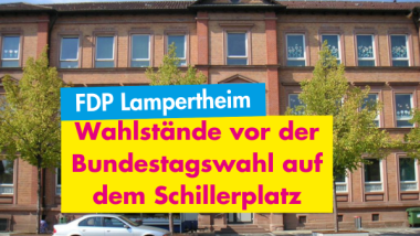 Wahlstände vor der Bundestagswahl auf dem Schillerplatz